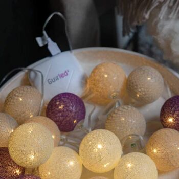 Purple Commande Vocale Guirlande lumineuse boules coton Google & Alexa - 24 boules 2
