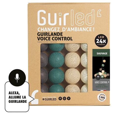 Sauvage Commande Vocale Guirlande lumineuse boules coton Google & Alexa - 24 boules