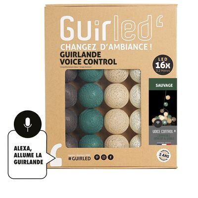 Sauvage Commande Vocale Guirlande lumineuse boules coton Google & Alexa - 16 boules