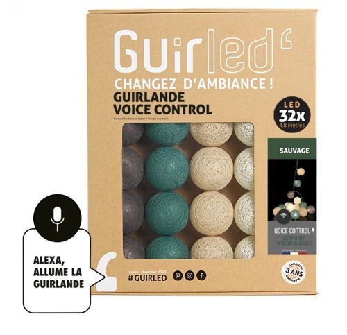 Sauvage Commande Vocale Guirlande lumineuse boules coton Google & Alexa - 32 boules
