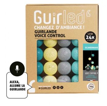 Scandinave Commande Vocale Guirlande lumineuse boules coton Google & Alexa - 24 boules 1