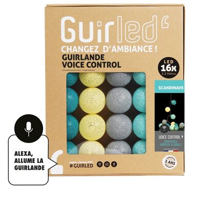 Scandinavian Voice Control Light Girlande Wattebällchen Google & Alexa - 16 Knäuel