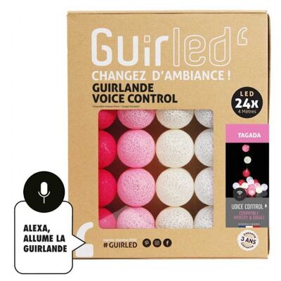 Tagada Commande Vocale Guirlande lumineuse boules coton Google & Alexa - 24 boules