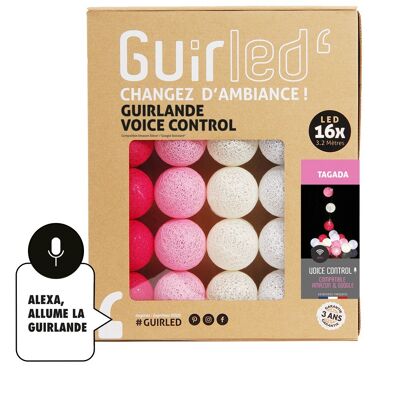 Tagada Commande Vocale Guirlande lumineuse boules coton Google & Alexa - 16 boules