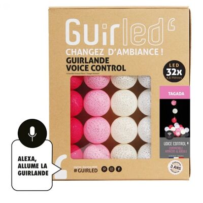 Tagada Commande Vocale Guirlande lumineuse boules coton Google & Alexa - 32 boules