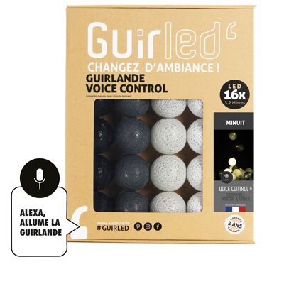 Minuit Commande Vocale Guirlande lumineuse boules coton Google & Alexa - 16 boules