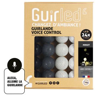 Minuit Commande Vocale Guirlande lumineuse boules coton Google & Alexa - 24 boules 1