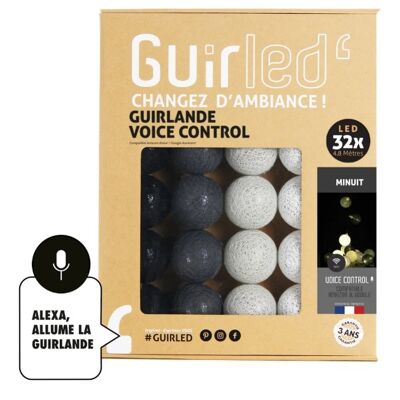 Guirnalda Midnight Voice Command Light con bolas de algodón de Google y Alexa - 32 bolas