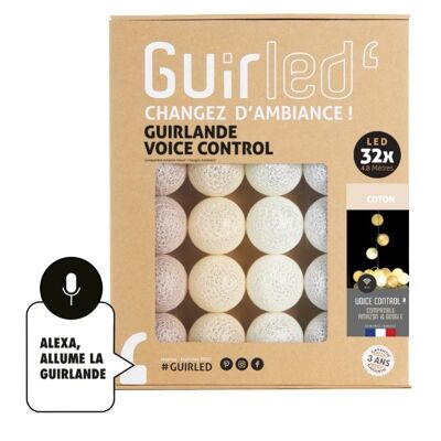 Cotton Voice Control Ghirlanda luminosa di batuffoli di cotone Google e Alexa - 32 gomitoli