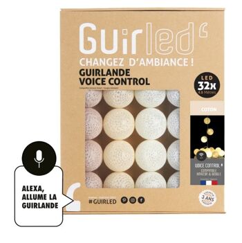 Coton Commande Vocale Guirlande lumineuse boules coton Google & Alexa - 32 boules 1