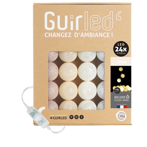 Coton Classique Guirlande lumineuse boules coton LED USB - 24 boules