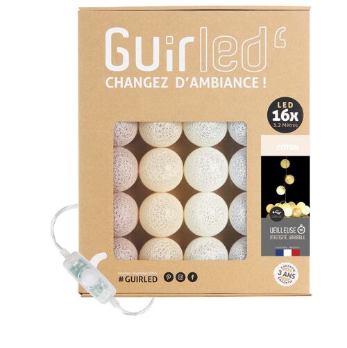 Coton Classique Guirlande lumineuse boules coton LED USB - 16 boules