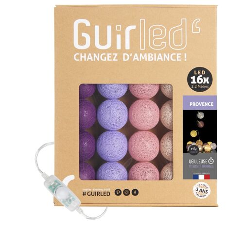 Provence Classique Guirlande lumineuse boules coton LED USB - 16 boules