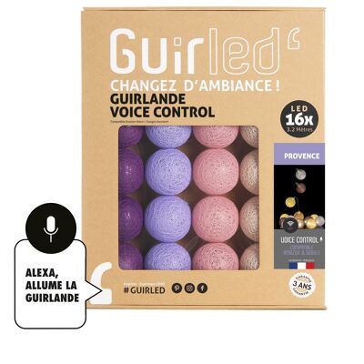 Provence Voice Command Light batuffoli di cotone ghirlanda Google & Alexa - 16 gomitoli