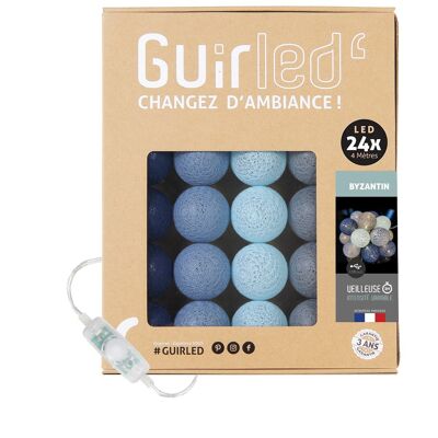 Byzantin Classique Guirlande lumineuse boules coton LED USB - 24 boules