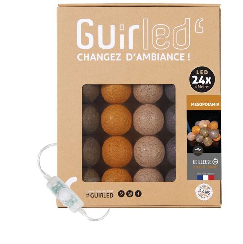 Mesopotamia Classique Guirlande lumineuse boules coton LED USB - 24 boules