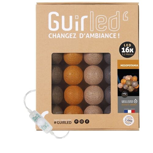 Mesopotamia Classique Guirlande lumineuse boules coton LED USB - 16 boules