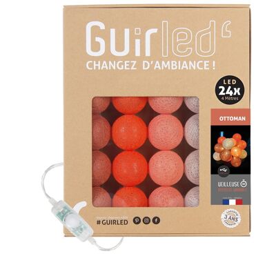 Ottoman Classique Guirlande lumineuse boules coton LED USB - 24 boules