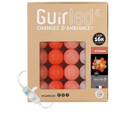 Ottoman Classique Guirlande lumineuse boules coton LED USB - 16 boules