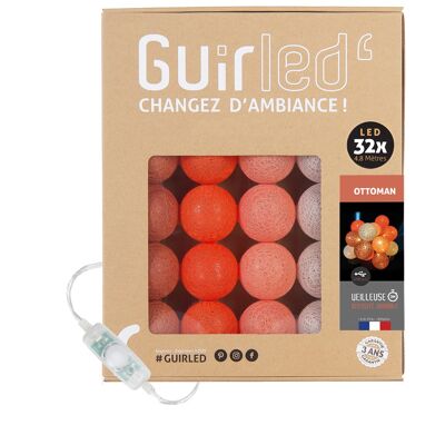 Ottoman Classique Guirlande lumineuse boules coton LED USB - 32 boules