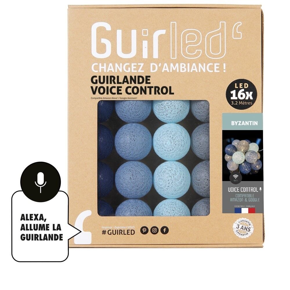 Byzantine Voice Control Light Girlande Wattebällchen Google & Alexa - 16 Bälle