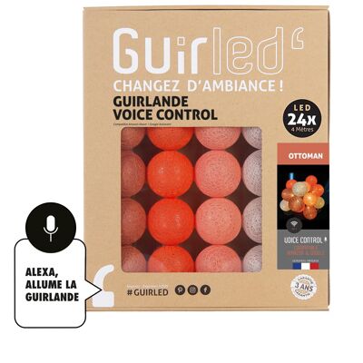 Ottoman Voice Command Light garland cotton balls Google & Alexa - 24 balls