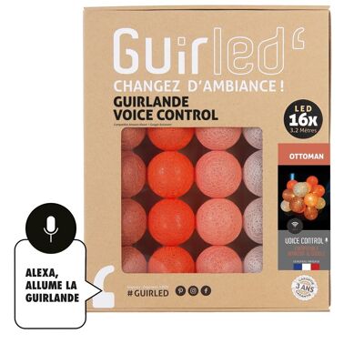 Ottoman Voice Command Google & Alexa cotton ball light garland - 16 balls