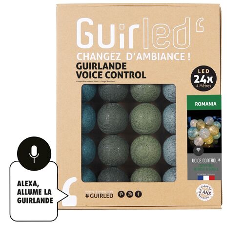 Romania Commande Vocale Guirlande lumineuse boules coton Google & Alexa - 24 boules