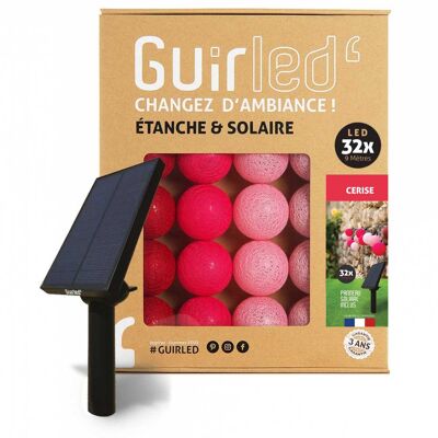 Cerise Guirlande lumineuse extérieure étanche & solaire boules LED  - 32 boules