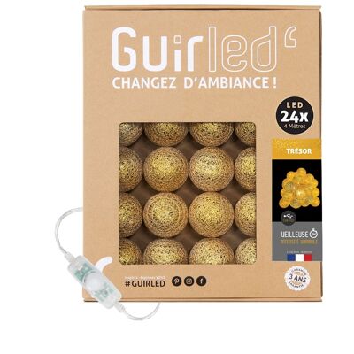Trésor (Gold) Classic Light garland with USB LED cotton balls - 24 balls - Christmas special