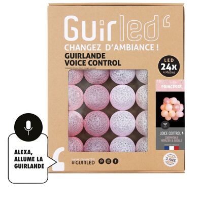 Princess Voice Command Light garland cotton balls Google & Alexa - 24 balls