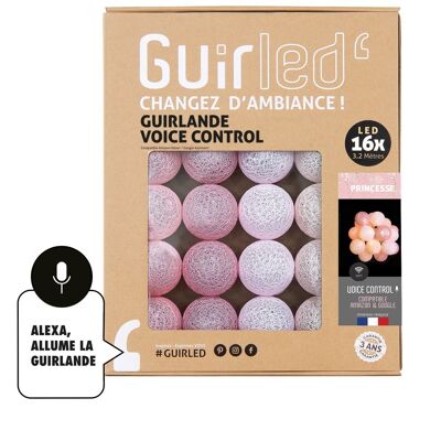 Princess Voice Command Light garland cotton balls Google & Alexa - 16 balls