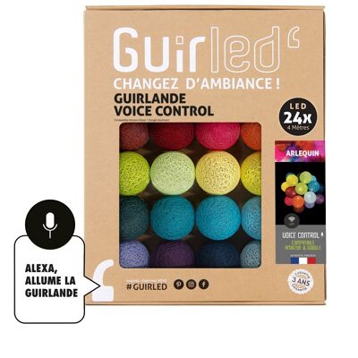 Arlequin Commande Vocale Guirlande lumineuse boules coton Google & Alexa - 24 boules