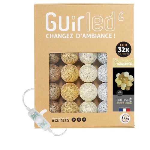 Radiance Classique Guirlande lumineuse boules coton LED USB - 32 boules - spécial Noël