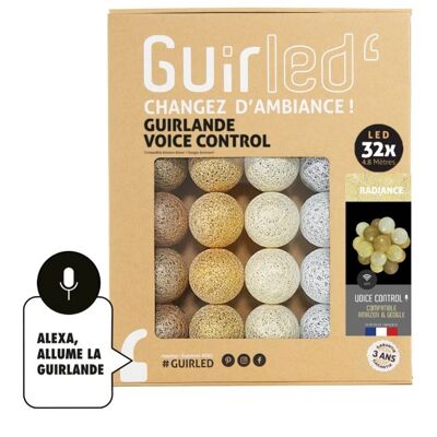 Guirnalda Radiance Voice Command Light con bolas de algodón de Google y Alexa - 32 bolas - Especial Navidad