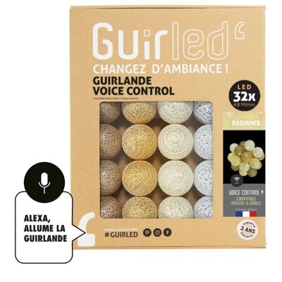 Radiance Commande Vocale Guirlande lumineuse boules coton Google & Alexa - 32 boules - spécial Noël