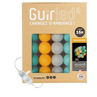 Classic Hemisphere Light garland with USB LED cotton balls - 16 balls