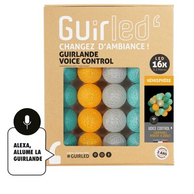Guirnalda Hemisphere Voice Command Light con bolas de algodón de Google y Alexa - 16 bolas