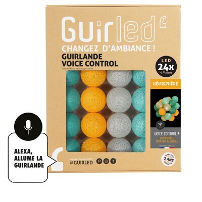 Guirnalda Hemisphere Voice Command Light con bolas de algodón de Google y Alexa - 24 bolas