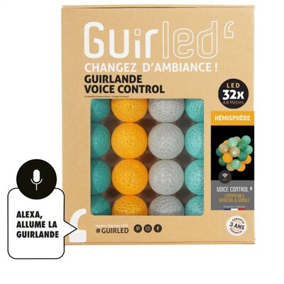 Hémisphère Commande Vocale Guirlande lumineuse boules coton Google & Alexa - 32 boules