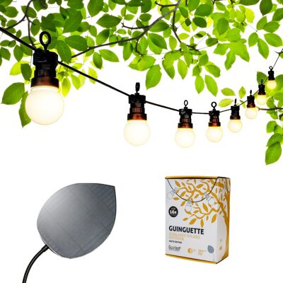 Guinguette Solaire White Edition 16 LED Guirlande lumineuse Étanche Feuille photovoltaïque XL