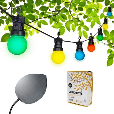 Guinguette Solaire Colors Edition 16 LED Guirlande lumineuse Étanche Feuille photovoltaïque XL