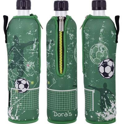 Glasflasche mit Neoprenbezug Fußball 500 ml