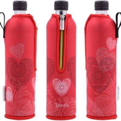 Glasflasche mit Neoprenbezug Liebe 500 ml