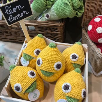 LÉON LE CITRON - HOCHET POUR BÉBÉ EN COTON BIO 5