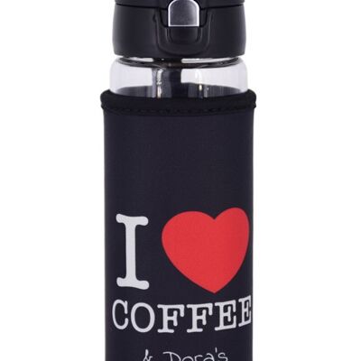 Glasbecher mit Bezug I Love Coffee 380ml