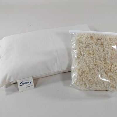 Almohada para dormir con cuentas de lana de 40 x 60 cm, sarga orgánica, 0644111