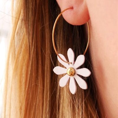 White and gold daisy hoops