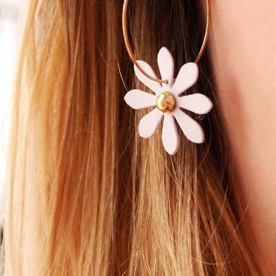 White and gold daisy hoops