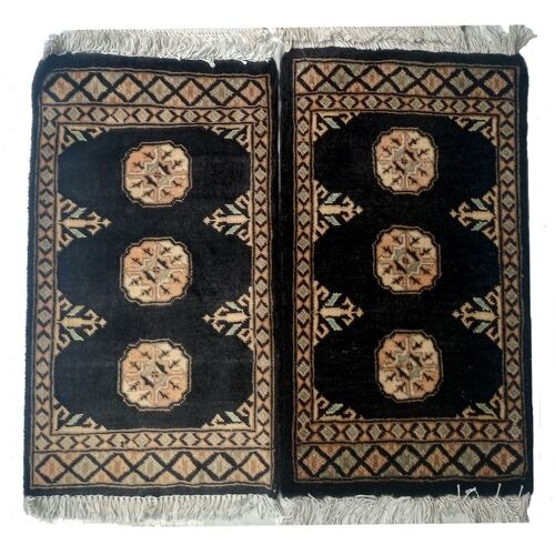 Bokhara Handknotted Black Bean Woolen Mat